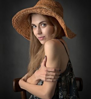 woman in a straw hat